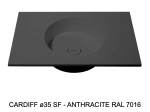 Plan vasque lavabo circulaire ⦰ 35 cm sur mesure Largeur 61 à 201 x P 46 à 51 cm Finition lisse 10 couleurs au choix, Anti bactérien Résine Akrytan® dans la masse Livraison Offerte.